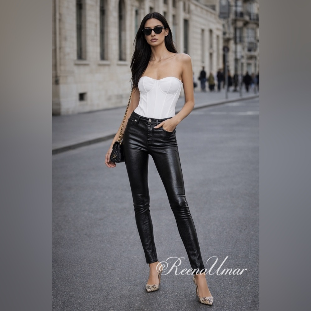 NEW We The Free People Phoenix Coated Skinny Jeans – Size 25 | Faux Leather
